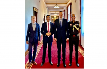 Ambassador Raveesh Kumar accompanied by Defense Attache Col Vijayant Singh had a productive meeting with Deputy Minister Daniel Blazkovec and Director, International Cooperation Jan Šotola at Ministry of Defence of Czech Republic.