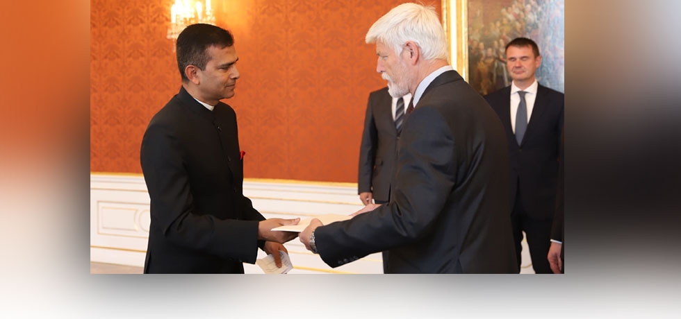 Ambassador Shri Raveesh Kumar presented his credentials to the President of the Czech Republic Petr Pavel at distinguished ceremony held at historic Prague Castle.